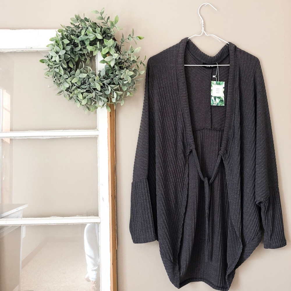 grey dolman sleeve cardigan - Picture 2 of 5